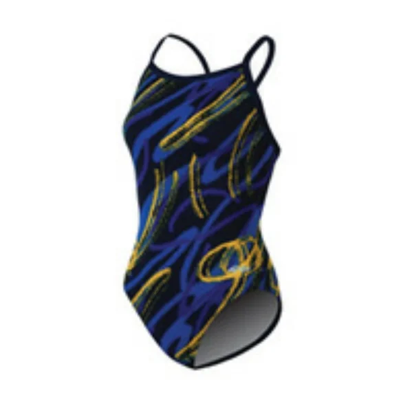 Dolfin Artistic Black and Blue One Piece Swimsuit - Picture 1 of 5